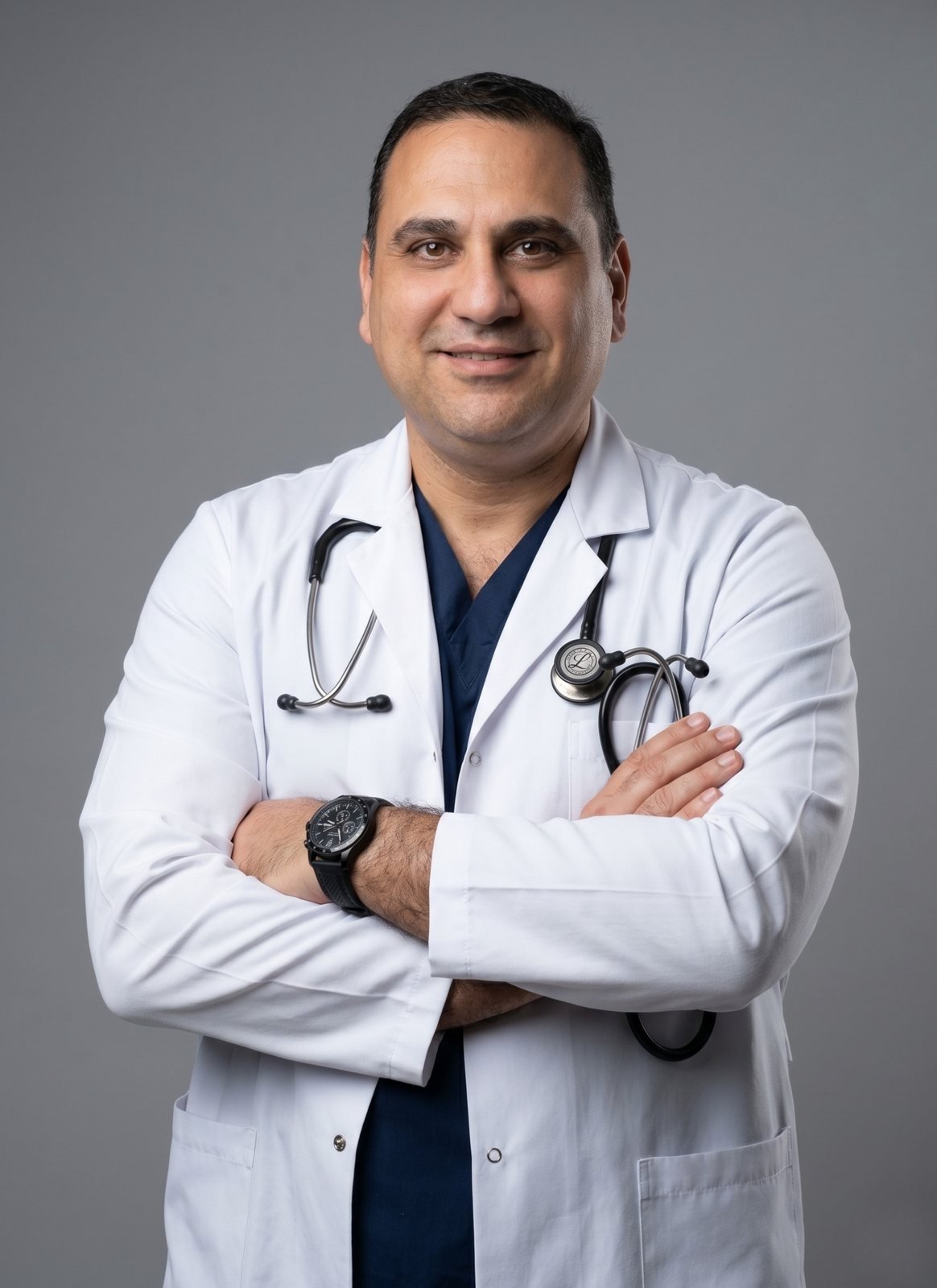 Prof. Dr. Osman Beton in a white coat with a stethoscope